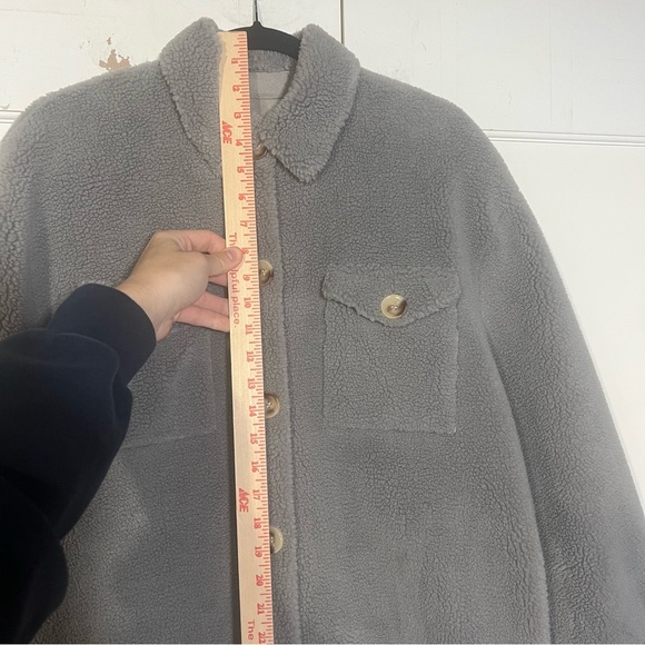 Rebecca Minkoff Long Sherpa Teddy Coat Gray Size Small Suede Lined NWT Shacket - Picture 5 of 12